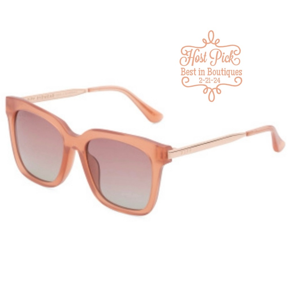 DIFF Bella Sunglasses Oyster Pink Frames Rose Gradient Lenses DIFF x VICI Collab